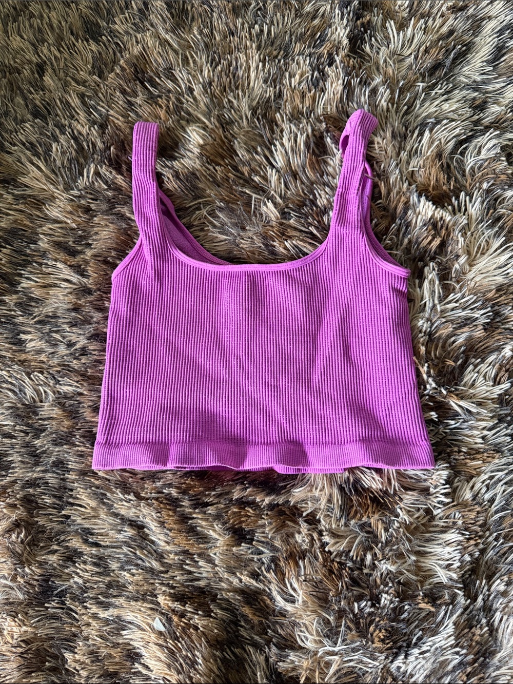 FP Movement by Free People Ribbed Crop Tank Top - Fuchsia Pink